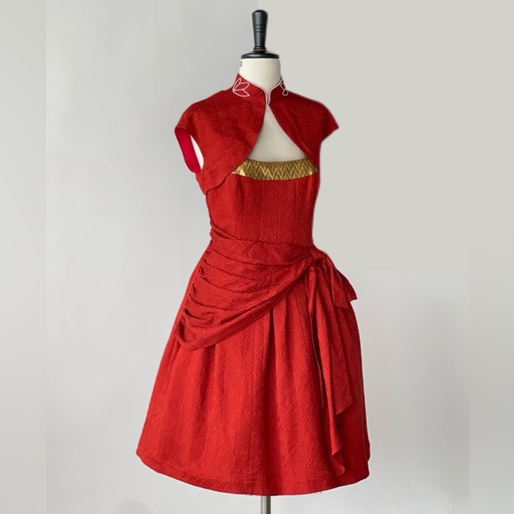 100% Handmade Silk Vintage Style Red DressPerfect Christmas Dress!